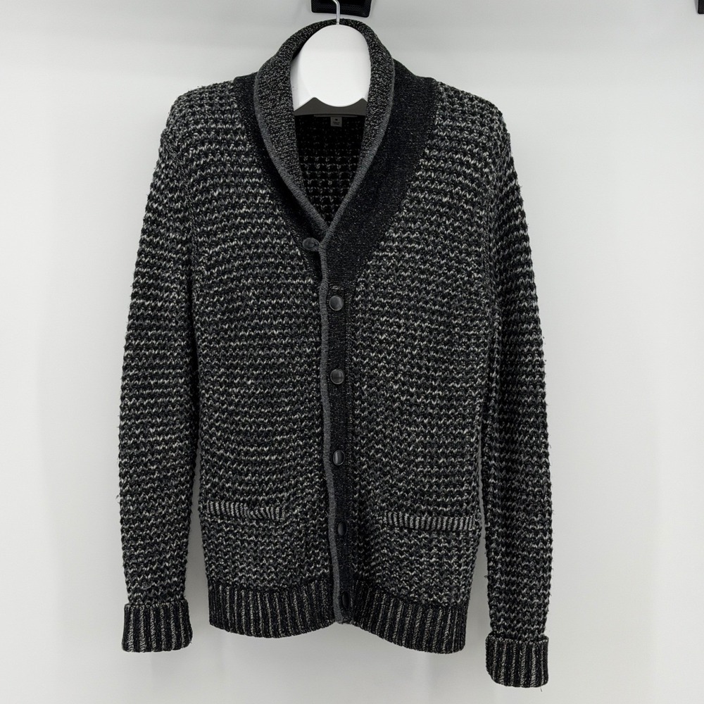 Rag & Bone Neiman Marcus Sweater Mens Medium Gray Cardigan Shawl Neck Wool Blend